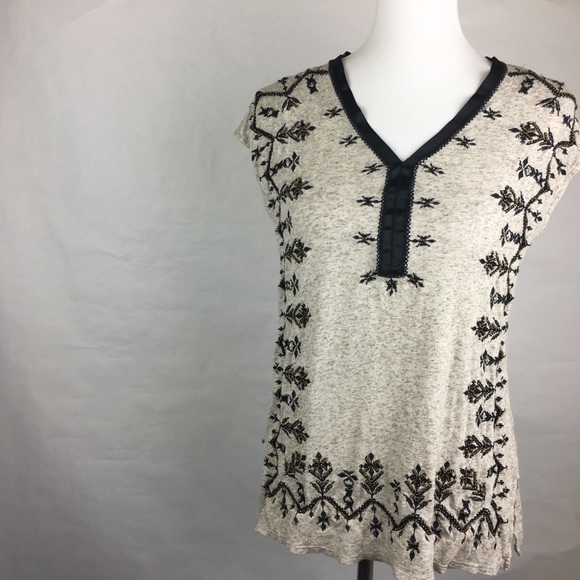 Lucky Brand Tops - Lucky Brand Cream Embroidered Blouse
